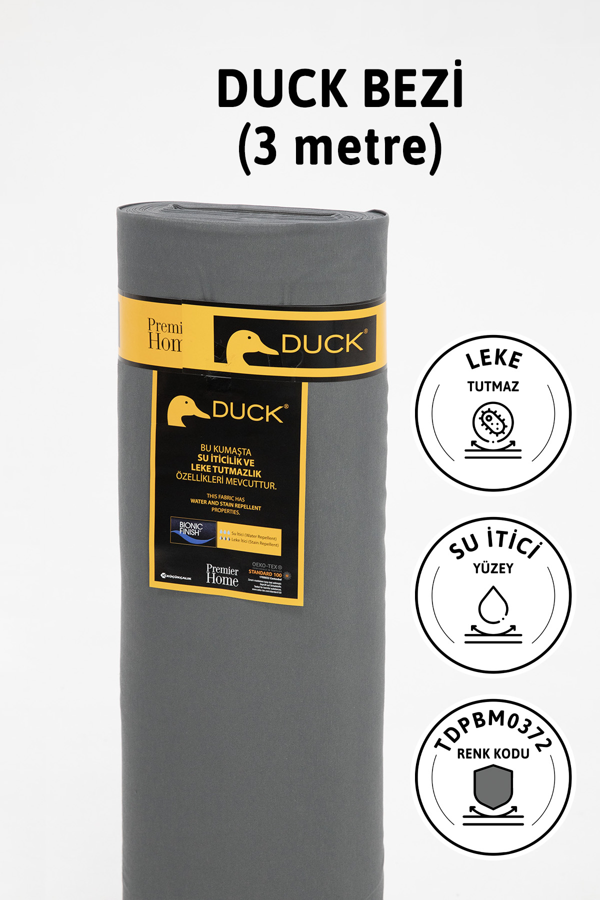Premier Metrelik Duck Keten Kumaş Su İtici Bez 3 Metre TDPBM0372 - Antrasit