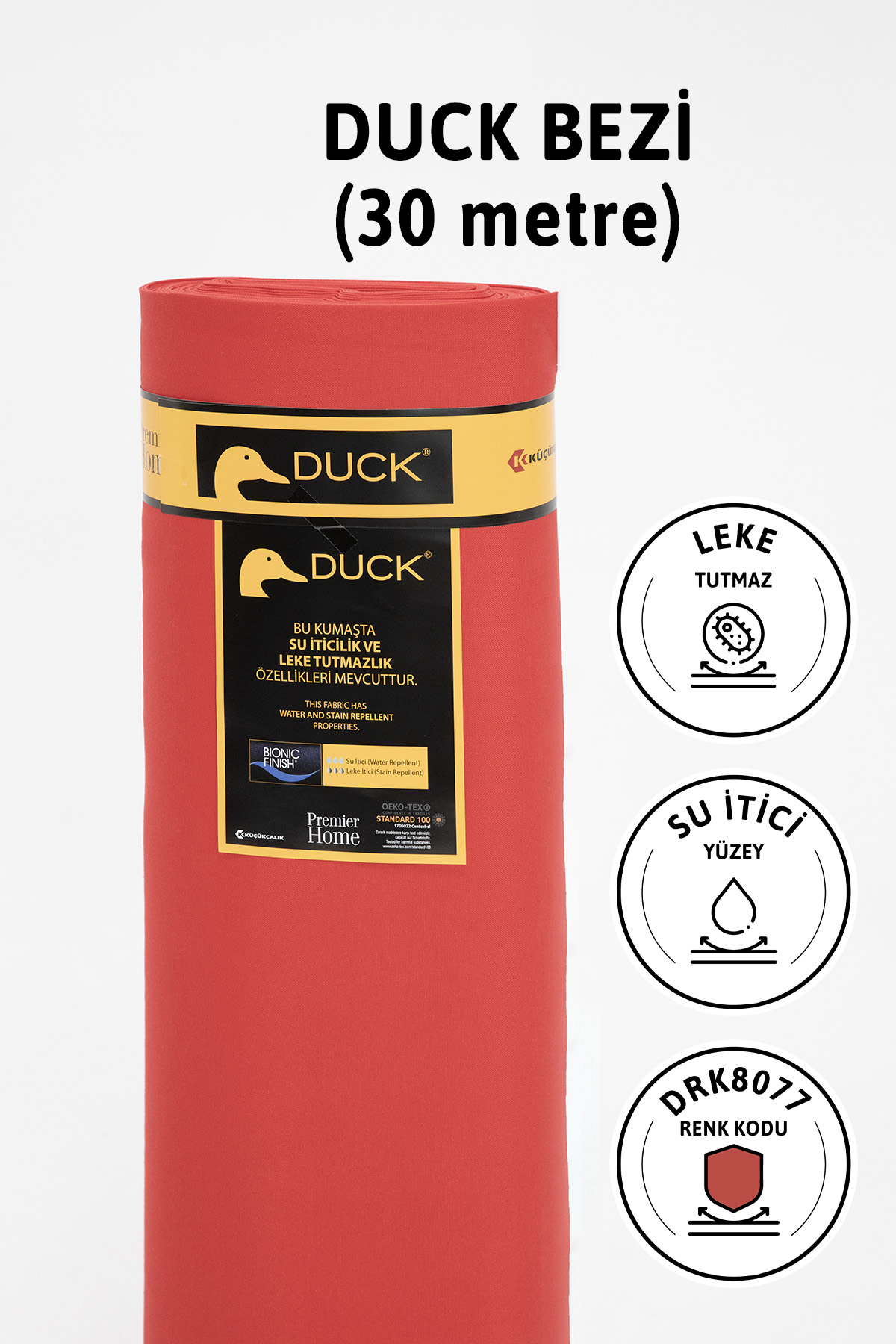 Premier Metrelik Duck Keten Kumaş Su İtici Bez 30 Metre DRK8077 - Kırmızı