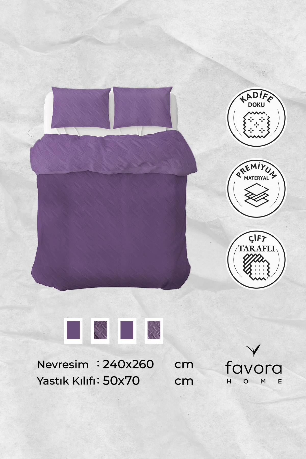 Queen Kadife Çift Kişilik Yatak Örtüsü - Mürdüm Queen Kadife Çift Kişilik Yatak Örtüsü - Mürdüm