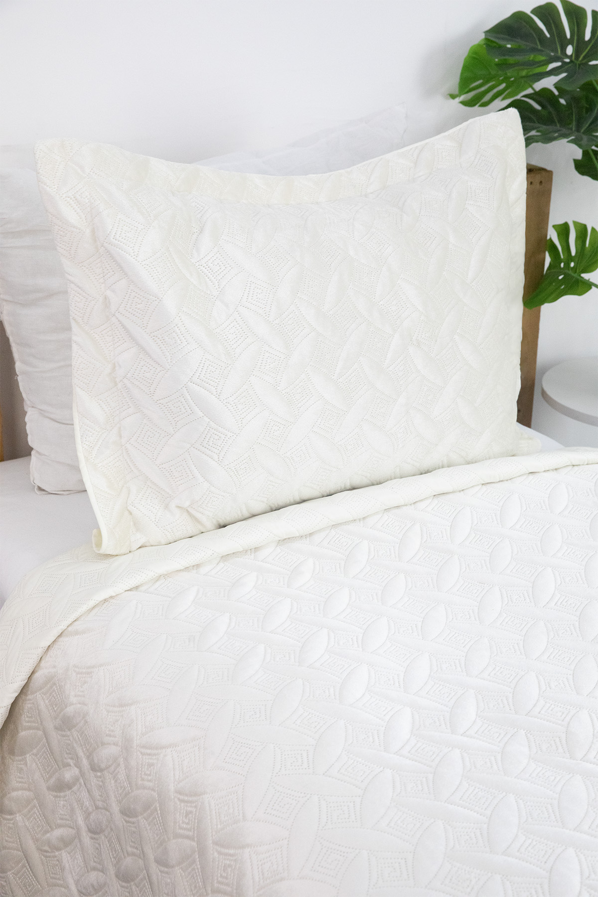 Queen Kadife Tek Kişilik Yatak Örtüsü - Krem Queen Kadife Tek Kişilik Yatak Örtüsü - Krem