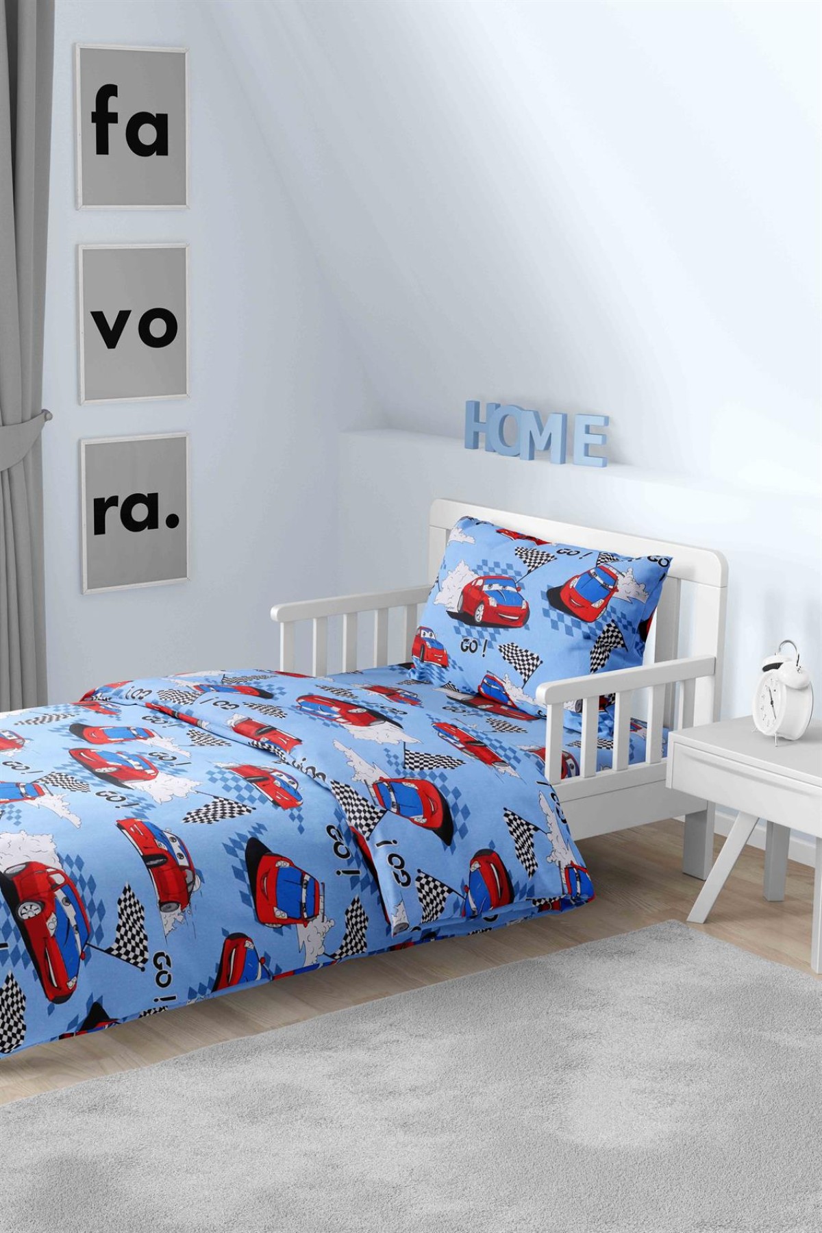 Ranforce Araba Desenli Tek Kişilik Nevresim Takımı
