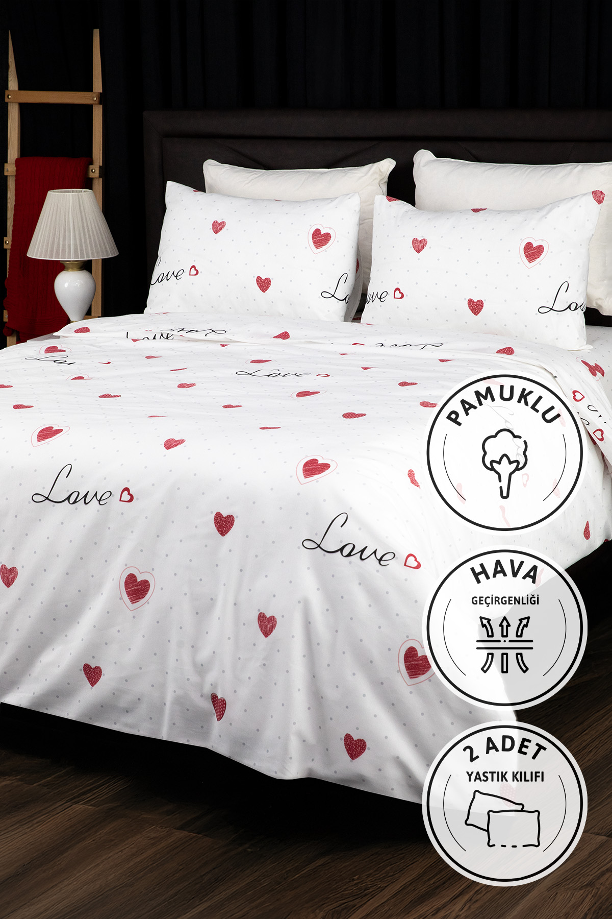 Royal Love Lastikli Çarşaflı Çift Kişilik Nevresim Takımı - Beyaz Royal Love Lastikli Çarşaflı Çift Kişilik Nevresim Takımı - Beyaz