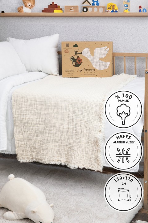 Premium Daisy %100 Pamuk 4 Katlı Müslin Bebek Örtü
