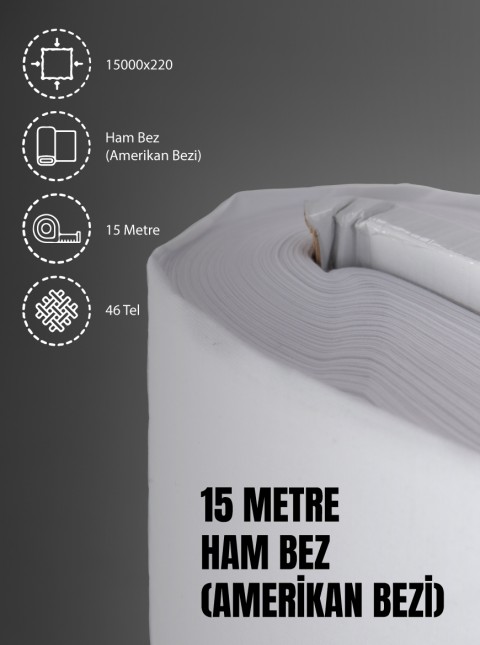 %100 Pamuk 46 Tel Amerikan Bezi Ham Bez Punch Kumaş - Beyaz 1500x220 cm