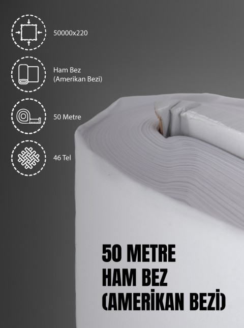 %100 Pamuk 46 Tel Amerikan Bezi Ham Bez Punch Kumaş - Beyaz 5000x220 cm