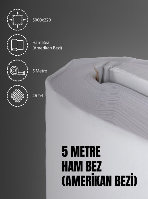 %100 Pamuk 46 Tel Amerikan Bezi Ham Bez Punch Kumaş - Beyaz 500x220 cm