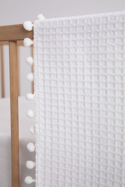 %100 Pamuk Macaron Bebek Battaniyesi - Beyaz %100 Pamuk Macaron Bebek Battaniyesi - Beyaz