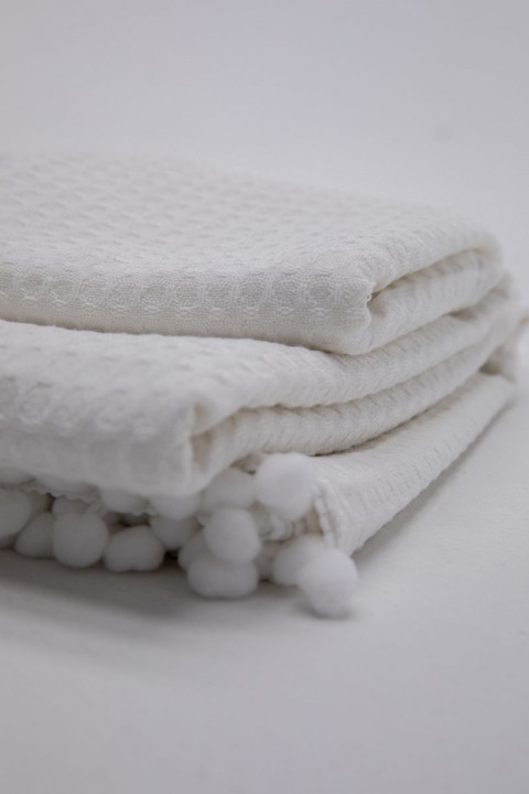 %100 Pamuk Macaron Bebek Battaniyesi - Beyaz %100 Pamuk Macaron Bebek Battaniyesi - Beyaz