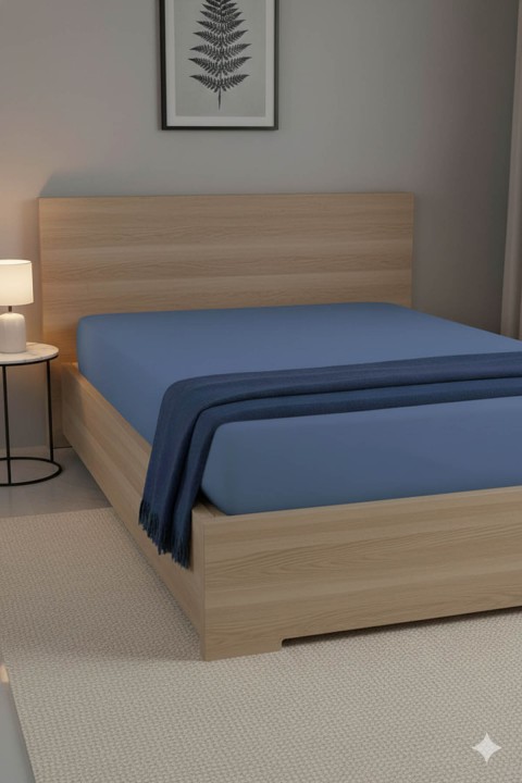 %100 Pamuk Ranforce Premium Çift Kişilik Çarşaf - İndigo