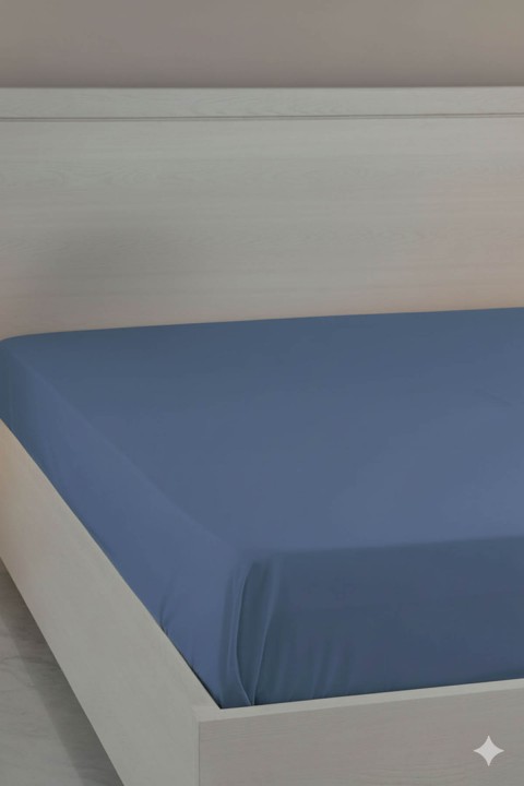 %100 Pamuk Ranforce Premium Çift Kişilik Çarşaf - İndigo