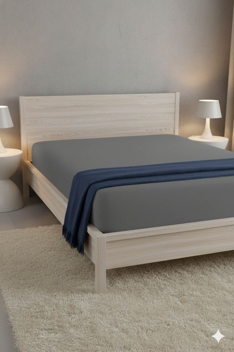 %100 Pamuk Ranforce Premium Çift Kişilik Çarşaf - Koyu Gri