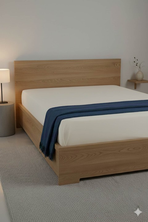 %100 Pamuk Ranforce Premium Çift Kişilik Çarşaf - Krem