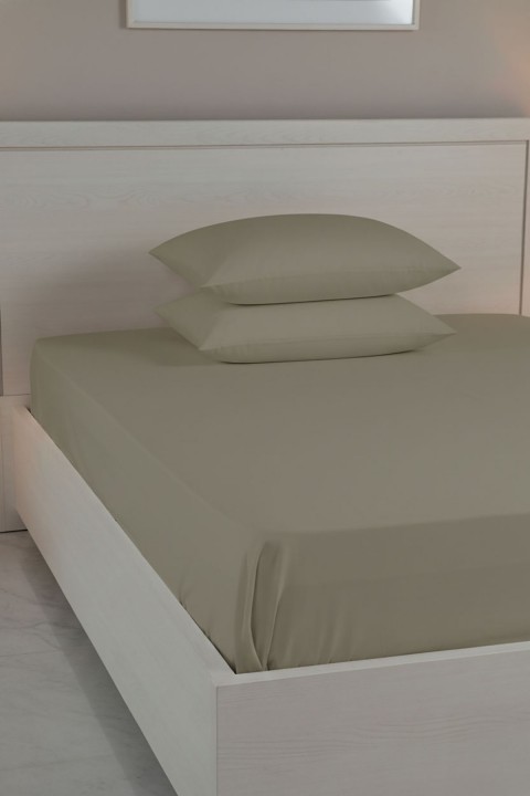 %100 Pamuk Ranforce Premium Çift Kişilik Çarşaf Seti - Vizon