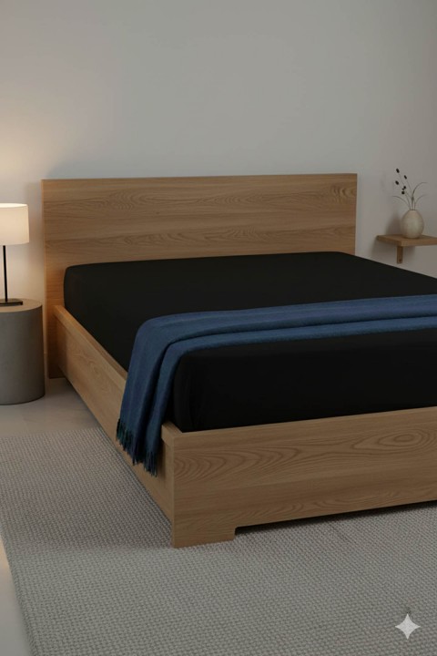 %100 Pamuk Ranforce Premium Çift Kişilik Çarşaf - Siyah