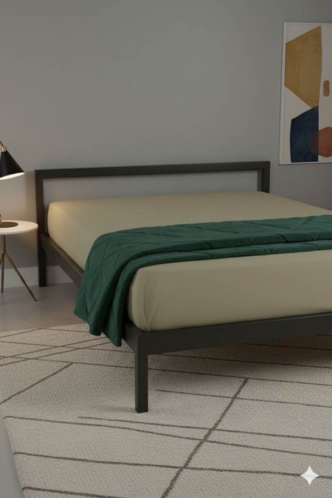 %100 Pamuk Ranforce Premium Çift Kişilik Lastikli Çarşaf - Bej