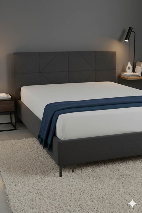 %100 Pamuk Ranforce Premium Çift Kişilik Lastikli Çarşaf - Beyaz