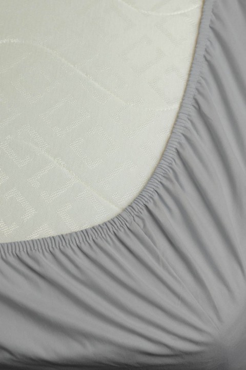 %100 Pamuk Ranforce Premium Çift Kişilik Lastikli Çarşaf - Koyu Gri