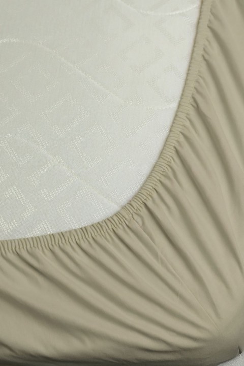 %100 Pamuk Ranforce Premium King Size Lastikli Çarşaf - Bej