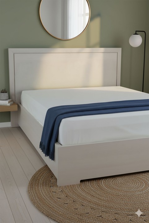 %100 Pamuk Ranforce Premium King Size Lastikli Çarşaf - Beyaz