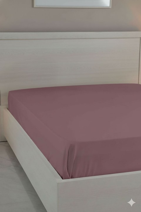 %100 Pamuk Ranforce Premium King Size Lastikli Çarşaf - Gül Kurusu