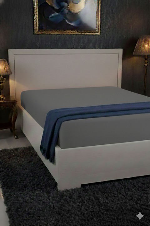 %100 Pamuk Ranforce Premium King Size Lastikli Çarşaf - Koyu Gri