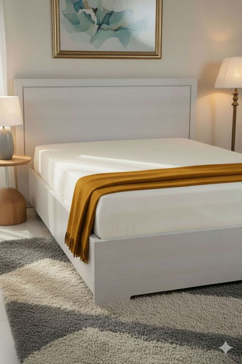 %100 Pamuk Ranforce Premium King Size Lastikli Çarşaf - Krem