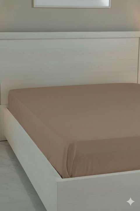 %100 Pamuk Ranforce Premium King Size Lastikli Çarşaf - Mocha