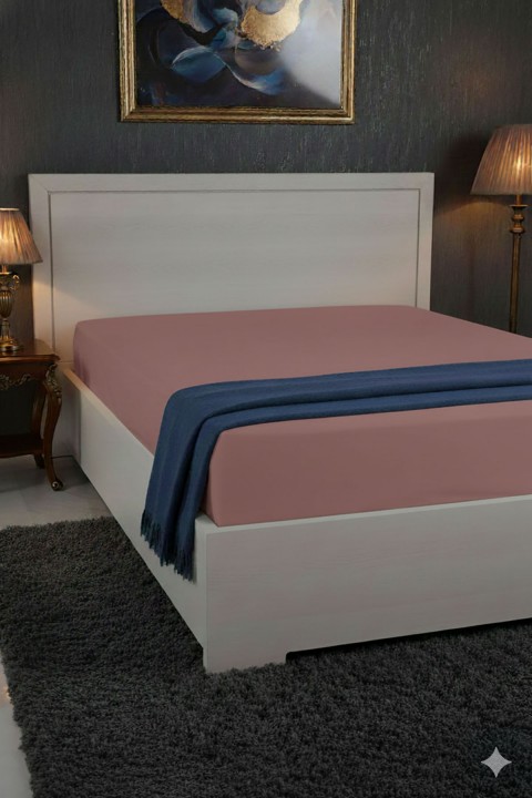 %100 Pamuk Ranforce Premium King Size Lastikli Çarşaf - Pudra