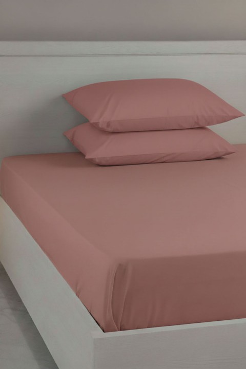 %100 Pamuk Ranforce Premium King Size Lastikli Çarşaf - Pudra