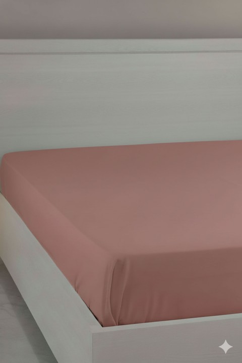 %100 Pamuk Ranforce Premium King Size Lastikli Çarşaf - Pudra