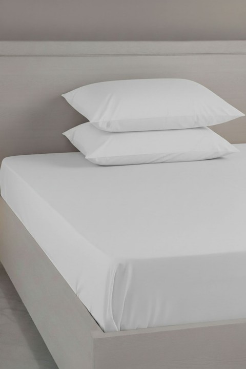 %100 Pamuk Ranforce Premium King Size Lastikli Çarşaf Seti - Beyaz