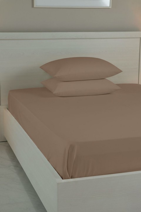 %100 Pamuk Ranforce Premium King Size Lastikli Çarşaf Seti - Mocha