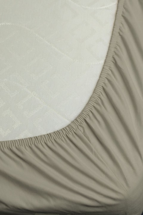 %100 Pamuk Ranforce Premium King Size Lastikli Çarşaf Seti - Vizon