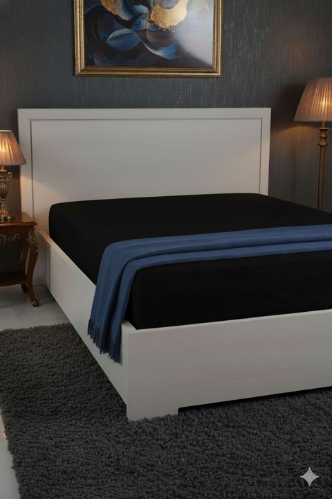 %100 Pamuk Ranforce Premium King Size Lastikli Çarşaf - Siyah