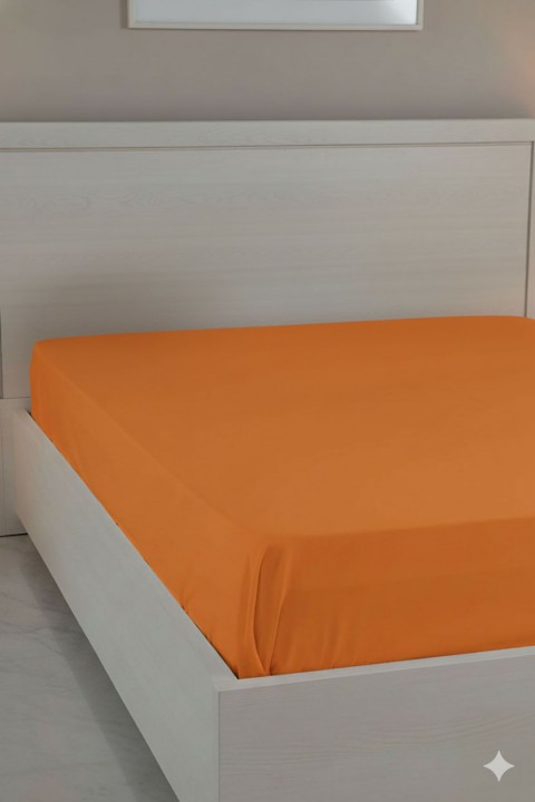 %100 Pamuk Ranforce Premium King Size Lastikli Çarşaf - Turuncu