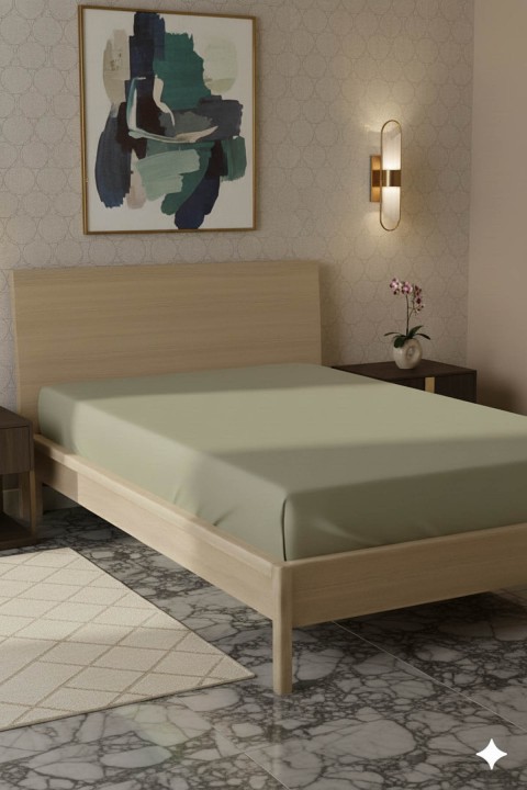 %100 Pamuk Ranforce Premium Tek Kişilik Çarşaf - Bej