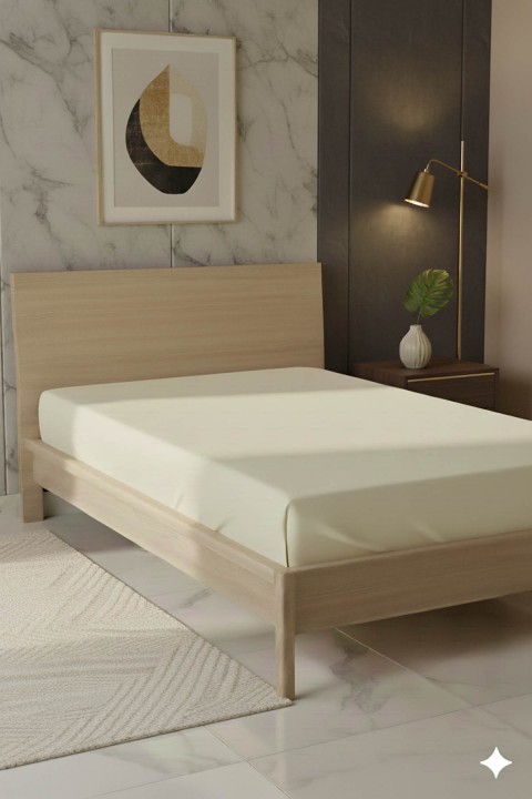 %100 Pamuk Ranforce Premium Tek Kişilik Çarşaf - Krem