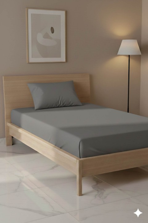 %100 Pamuk Ranforce Premium Tek Kişilik Çarşaf Seti - Koyu Gri