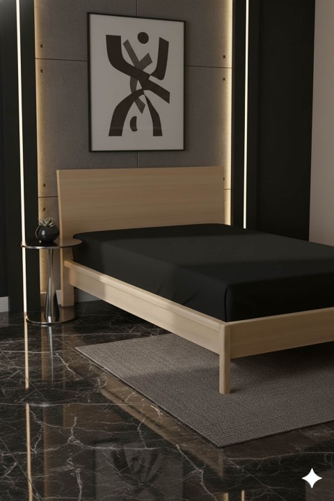 %100 Pamuk Ranforce Premium Tek Kişilik Çarşaf - Siyah