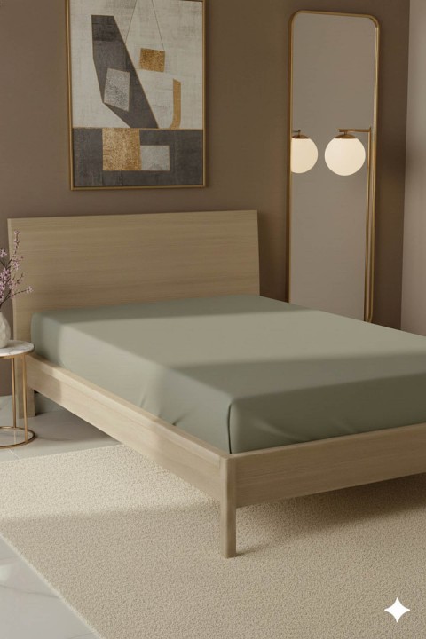 %100 Pamuk Ranforce Premium Tek Kişilik Çarşaf - Vizon