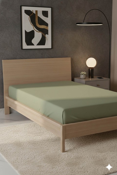 %100 Pamuk Ranforce Premium Tek Kişilik Çarşaf - Yeşil