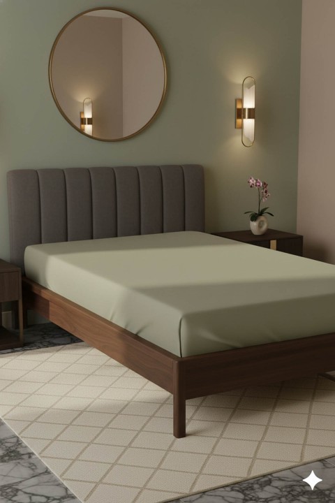 %100 Pamuk Ranforce Premium Tek Kişilik Lastikli Çarşaf - Bej