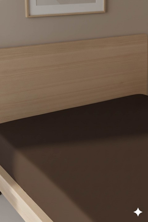 %100 Pamuk Ranforce Premium Tek Kişilik Lastikli Çarşaf - Kahverengi