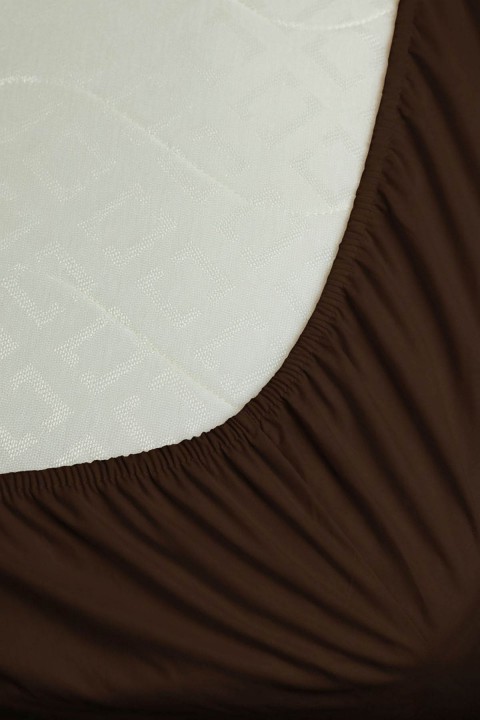 %100 Pamuk Ranforce Premium Tek Kişilik Lastikli Çarşaf - Kahverengi