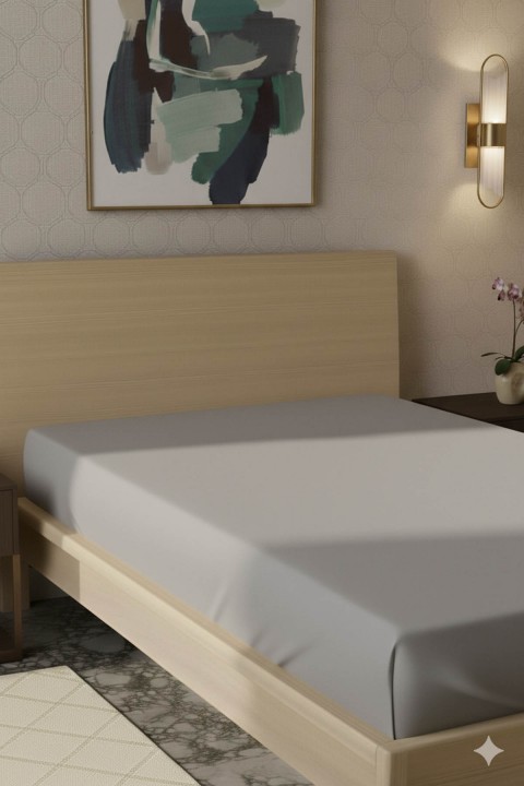 %100 Pamuk Ranforce Premium Tek Kişilik Lastikli Çarşaf - Koyu Gri