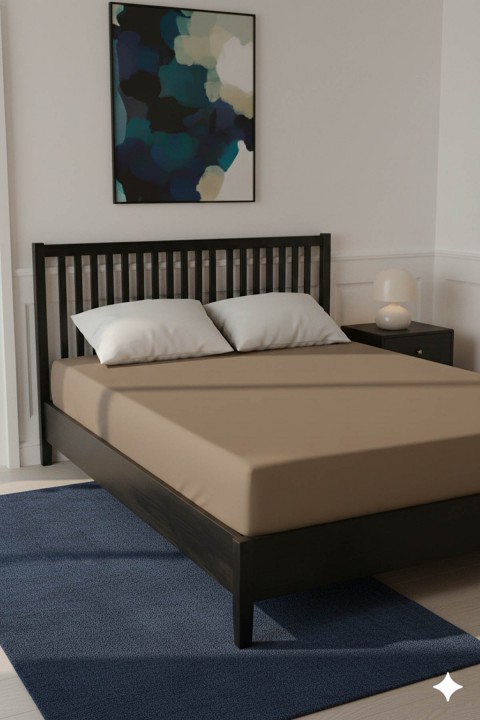 %100 Pamuk Ranforce Premium Tek Kişilik Lastikli Çarşaf - Mocha