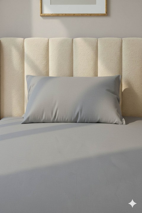 %100 Pamuk Ranforce Premium Tek Kişilik Lastikli Çarşaf Seti - Koyu Gri