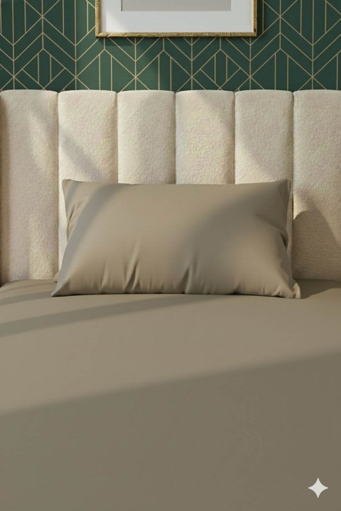 %100 Pamuk Ranforce Premium Tek Kişilik Lastikli Çarşaf Seti - Vizon