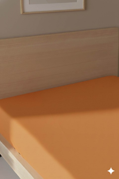 %100 Pamuk Ranforce Premium Tek Kişilik Lastikli Çarşaf - Turuncu