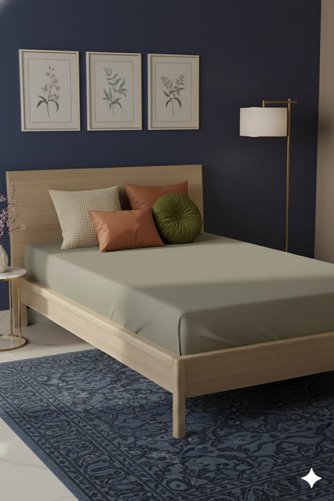 %100 Pamuk Ranforce Premium Tek Kişilik Lastikli Çarşaf - Vizon